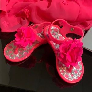 Hot pink jelly sandals